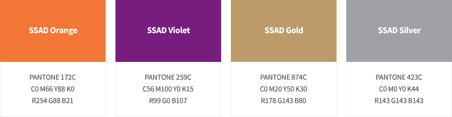 Orange color, Violet color, Gold color, Silver color